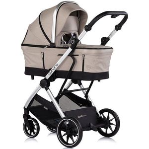 Carucior 3 in 1 pentru copii Chipolino Aurora Latte, reversibil, spatar reglabil, cadru din aluminiu, suspensii, geanta, greutate admisa 22 kg imagine