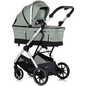 Carucior 3 in 1 pentru copii Chipolino Aurora Matcha, reversibil, spatar reglabil, cadru din aluminiu, suspensii, geanta, greutate admisa 22 kg imagine