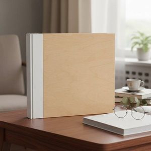Album foto 10x15 cm, 500 poze, coperta alba tip lemn, buzunare, capacitate mare imagine