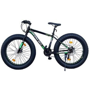 Bicicleta fat bike 26 inch, cadru 17 inch, schimbator shimano, 21 viteze, frane pe disc, negruverde imagine