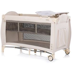 Patut pliabil Chipolino Bella Cashmere cu 2 nivele, saltea de infasat, intrare laterala cu fermoar, carusel muzical cu jucarii, tava pentru accesorii si geanta de transport imagine