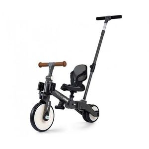 Tricicleta pentru copii Milly Mally Optimus Max Grey 5 in 1 reglabila, maner parental, roti din spuma, varsta 12 luni+ imagine