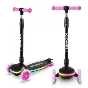 Trotineta pentru copii Kidwell Lumo Pink cu 3 roti, platforma si roti Led, pliabila, reglabila, 3+ ani imagine