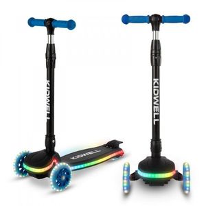 Trotineta pentru copii Kidwell Lumo Blue cu 3 roti, platforma si roti Led, pliabila, reglabila, 3+ ani imagine