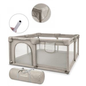 Tarc pliabil pentru copii Kidwell Fanko Beige 130x130 cm, pentru interior, spatiu optimizat, sigur, 0-6 ani imagine