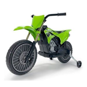 Motocicleta electrica pentru copii Injusa Kawasaki KX85 Verde, 12V, cu licenta, roti ajutatoare, tip cross, 3-5 ani imagine