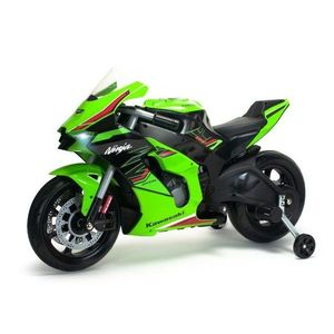 Motocicleta electrica pentru copii, 12V, licentiat Kawasaki Ninja ZX-R10 Verde, cu roti ajutatoare, 3-6 ani imagine