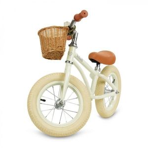 Bicicleta de echilibru fara pedale pentru copii, Kidwell Retro Classy Cream, stil retro, sonerie si cos, 3.9 kg, roti 12 inch, sa reglabila 36-46 cm, maxim 35 kg imagine