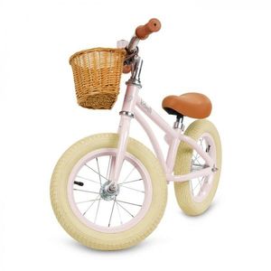 Bicicleta de echilibru fara pedale pentru copii, Kidwell Retro Classy Pink, stil retro, sonerie si cos, 3.9 kg, roti 12 inch, sa reglabila 36-46 cm, maxim 35 kg imagine