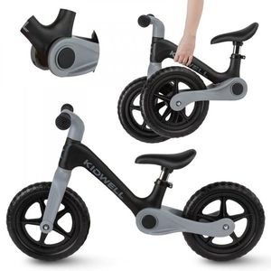 Bicicleta de echilibru fara pedale pentru copii, pliabila, Kidwell Flex Black, ultra usoara 2.9 kg, roti EVA 29 cm, reglabila, 80-120 cm, maxim 30 kg imagine