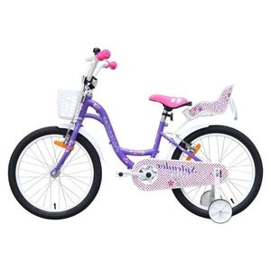 Bicicleta pentru copii Novokids SplendOr Boom Pro Edition Mov, cosulet pentru papusi, roti 20 inch, maxim 50 kg, cadru din otel, roti ajutatoare detasabile, ghidon reglabil pe inaltime imagine