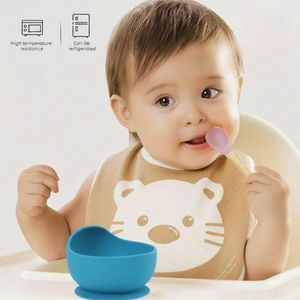 Castron din silicon cu ventuza antiderapanta, BPA free 6+ luni KidsCenter albastru imagine
