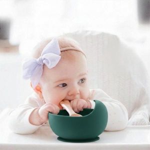 Castron din silicon cu ventuza antiderapanta, BPA free 6+ luni KidsCenter verde imagine