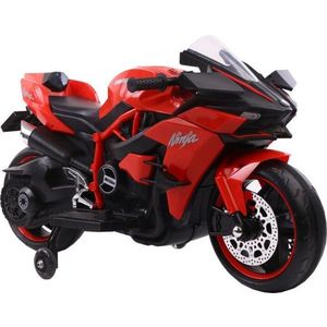 Motocicleta electrica pentru copii Novokids Ninja Premium Motocross Rosu, viteza din maner, maxim 30 kg, melodii si lumini Led, bluetooth, roti ajutatoare imagine