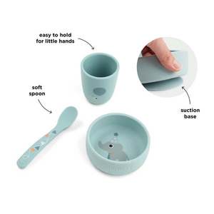 Set pentru prima masa Done by Deer Celebration blue cu ventuza imagine