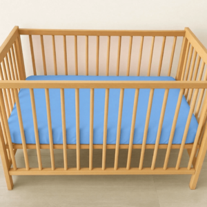 Cearceaf 2 in 1 impermeabil din bumbac organic 120x60 cm Twindeco Albastru imagine