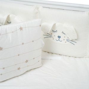 Set lenjerie de pat pentru copii Twins Rabbit 7 piese 100 bumbac ivory imagine