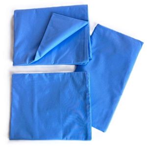 Lenjerie cu 3 piese din bumbac organic pentru patut 120x60 cm Twindeco Albastru imagine