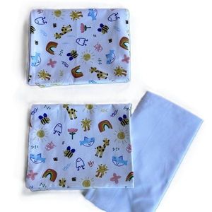 Lenjerie cu 3 piese din bumbac organic pentru patut 120x60 cm Twindeco Alb cu desene imagine