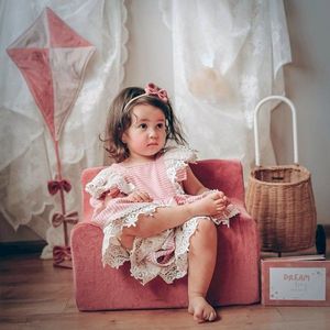 Fotoliu pentru copii Twindeco Roz Antic cu husa din catifea imagine