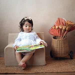 Fotoliu pentru copii Twindeco Bej cu husa din catifea imagine