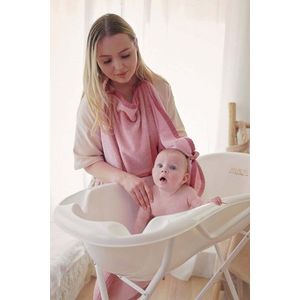 Prosop din bumbac pentru bebelusi 115x75 cm Twindeco BebeHug Roz imagine