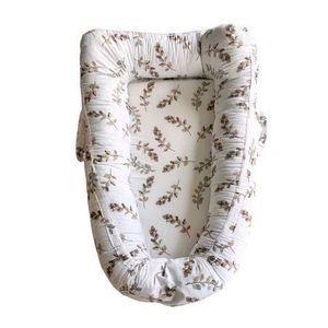 Baby Nest cu manere din bumbac organic Twindeco Alb cu frunze maro imagine