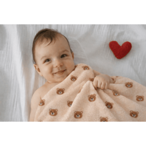 Paturica groasa fleece pentru bebelusi 90x70 cm Twindeco Ursuleti imagine