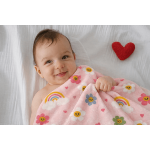 Paturica groasa fleece pentru bebelusi 90x70 cm Twindeco Curcubeu imagine