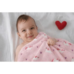Paturica groasa fleece pentru bebelusi 90x70 cm Twindeco Unicorni imagine