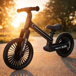 Bicicleta fara pedale pentru copii Ikonka Trike Fix Glow Black, cadru cu 20 moduri LED RGB, ultra-uoara 3.6kg, roti 12 EVA imagine