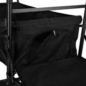 Carucior pliabil de transport universal Ikonka Black XL, cu copertina, roti PVC, pana la 120 kg, maner reglabil, cadru otel tubular imagine