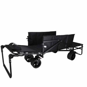 Carucior transportor transformabil in sezlong de plajacamping, Ikonka Luaro black, cadru solid din otel, material Oxford 600D, maner telescopic reglabil, include pernuta imagine