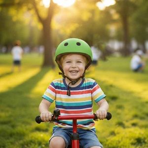 Casca de bicicleta pentru copii Ikonka Trike Fix, marime M (55-58 cm), lumina LED integrata si 11 orificii de ventilaie, Green imagine