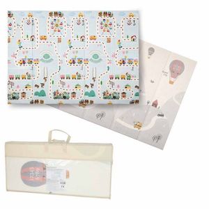 Covoras de joaca pliabil cu doua fete Balloons Street 150 x 200 cm, din spuma XPE, structura antiderapanta, husa de transport inclusa, protectie impotriva loviturilor, potrivit pentru interior si exterior imagine