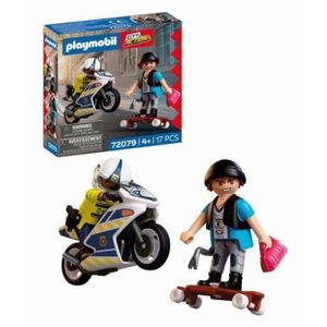 Playmobil - Jucarie de rol Politist cu motocicleta in urmarirea hotului imagine