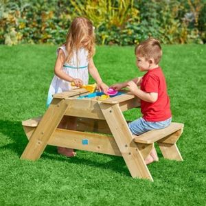 Masa de picnic pentru copii, TP Toys, lemn, loc pentru nisip apa, 102x62x50cm imagine