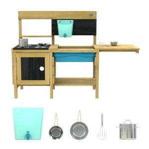 Bucatarie de gradina pentru copii, TP Toys, lemn natural, set cu accesorii, 98x40x96cm imagine