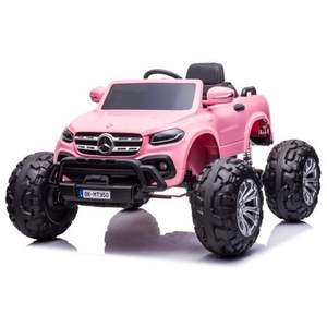 Masinuta electrica Mercedes X-Class Monster Truck, 180W, 4x4, roti moi, scaun tapitat, telecomanda, barbie pink imagine