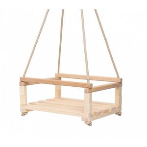 Leagan mare din lemn pentru copii Klemys Collection Natur 40x30 cm cu franghii reglabile, bara de protectie, utilizare interiorexterior imagine