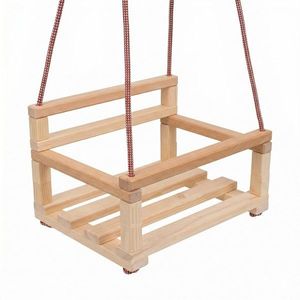 Leagan copii cu spatar din lemn Klemmys Collection Natur 40x30 cm, franghii reglabile imagine