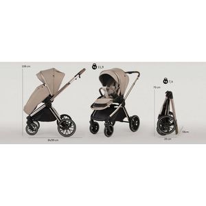Carucior 2 in 1 Adamex Bianco Deluxe Collection cu suspensii, maner reglabil, certificat EN18882022 pana la 22 kg, Natura Latte imagine