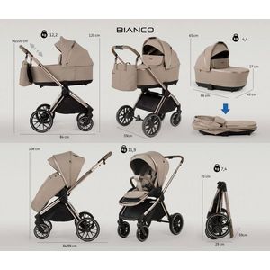 Carucior 2 in 1 Adamex Bianco Deluxe Collection cu suspensii, maner reglabil, certificat EN18882022 pana la 22 kg, Champagne Beige imagine