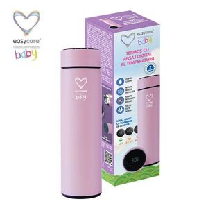 Termos cu indicator digital de temperatura EasyCare Baby roz 500 ml imagine