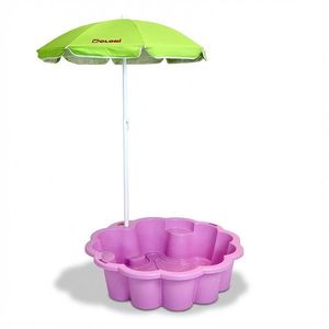 Piscina si ladita de nisip 2-in-1 pentru copii, Doloni Pink Flower, 80 x 87 x 20 cm, design multifunctional, cu Umbrela reglabila inclusa imagine