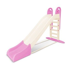 Tobogan pentru copii XXL Doloni WhitePink, cu trepte si manere ergonomice de sustinere, dimensiune 243.8 x 100 x 149.3 cm imagine