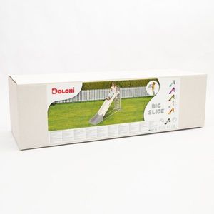 Tobogan pentru copii XXL Doloni WhiteGreen, cu trepte si manere ergonomice de sustinere, dimensiune 243.8 x 100 x 149.3 cm imagine