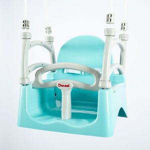 Leagan suspendabil 3 in 1 pentru copii Doloni GreyTurquoise cu suport spate, opritor picioare, centura siguranta, dimensiune 33 x 39.7 x 41.1 cm imagine