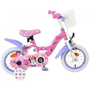 Bicicleta pentru copii EL Minnie Mouse 12 inch, frana de mana pe ambele roti, scaun si ghidon reglabil, spite metalice, roti gonflabile, cosulet pe ghidon imagine