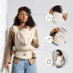 Marsupiu Kinderkraft Elara Bej cu 2 pozitii de purtare si greutate admisa 20 kg imagine